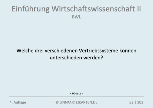 Einführung Wirtschaftswissenschaft FernUni Hagen Karteikarte 8.3