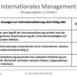 Internationales Management FernUni Hagen Karteikarte 2.1
