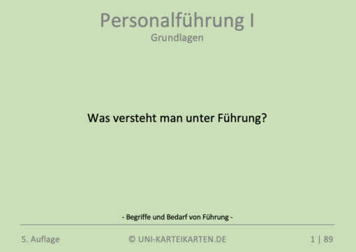 Personalführung FernUni Hagen Karteikarte 1.1