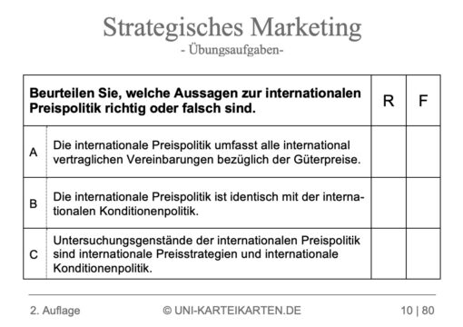 Strategisches Marketing FernUni Hagen Karteikarte 2.1