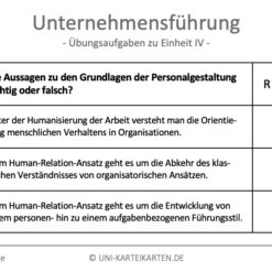 Unternehmensführung FernUni Hagen Karteikarte 2.3