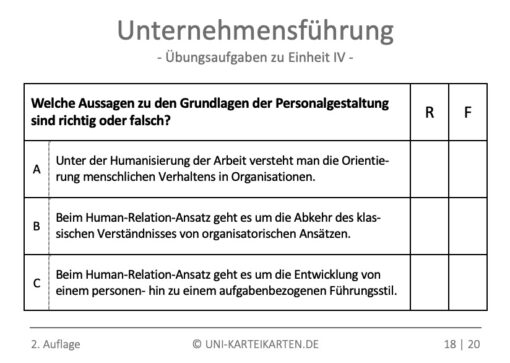 Unternehmensführung FernUni Hagen Karteikarte 2.3