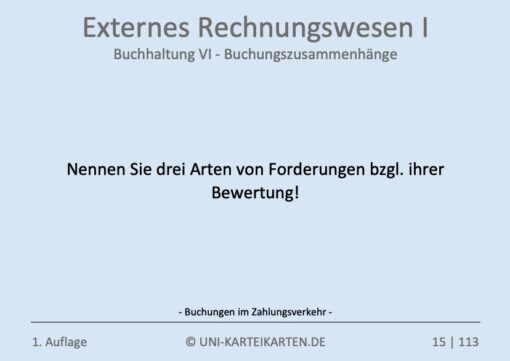 Externes Rechnungswesen I FernUni Hagen Karteikarte 2.1