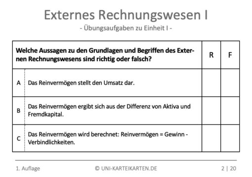 Externes Rechnungswesen I FernUni Hagen Karteikarte 3.1