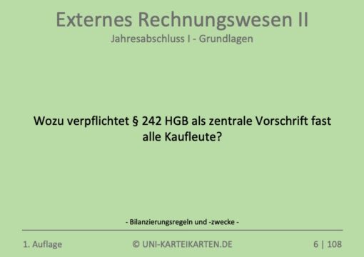 Externes Rechnungswesen II FernUni Hagen Karteikarte 1.1