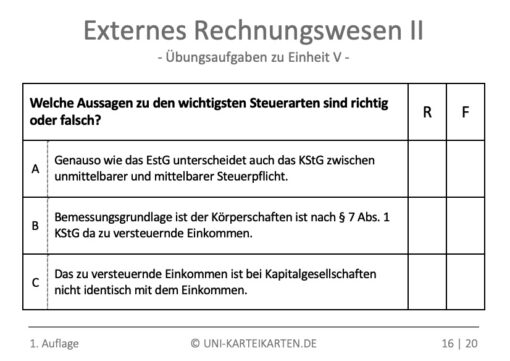 Externes Rechnungswesen II FernUni Hagen Karteikarte 3.3